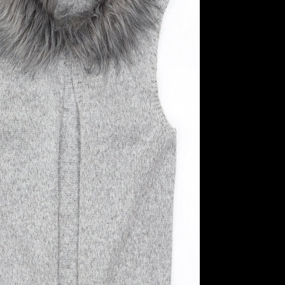 Primark Girls Grey Collared  Acrylic Cardigan Jumper Size 10-11 Years  Hook & Eye