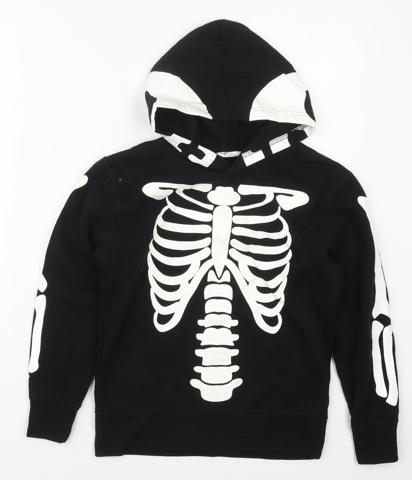 H&M Boys Black  Cotton Pullover Hoodie Size 9-10 Years  Pullover - Skeleton