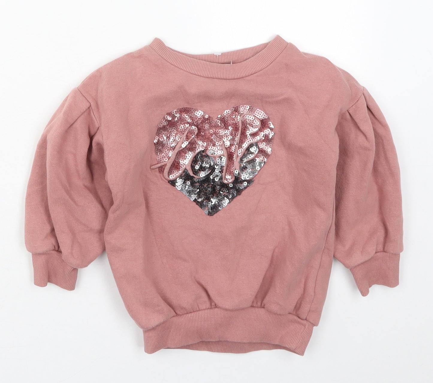 NEXT Girls Pink  Cotton Pullover Sweatshirt Size 3 Years  Pullover - Heart