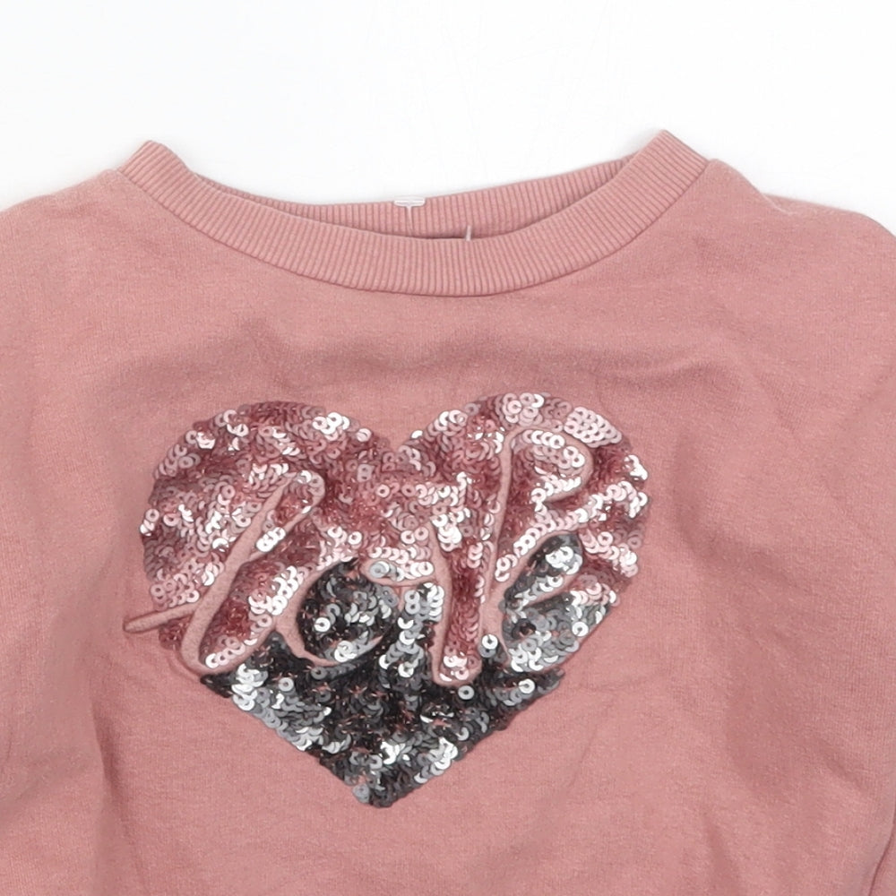NEXT Girls Pink  Cotton Pullover Sweatshirt Size 3 Years  Pullover - Heart