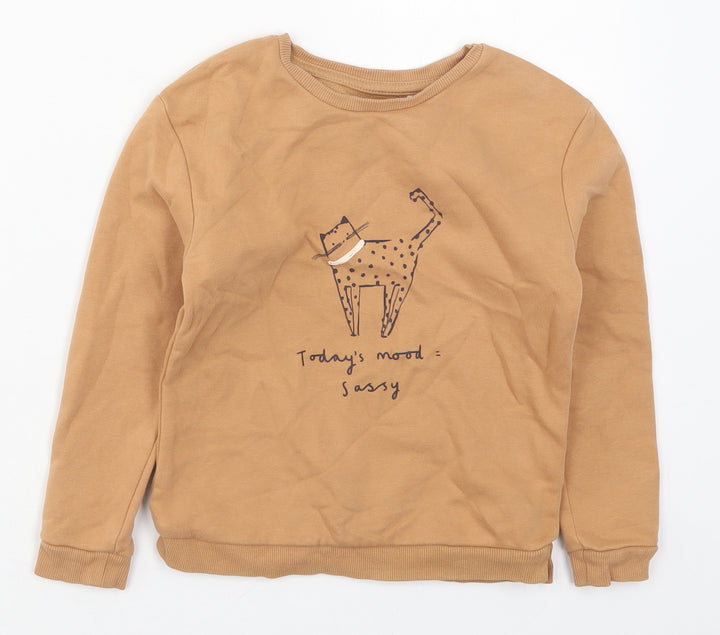 George Girls Brown  Cotton Pullover Sweatshirt Size 5-6 Years  Pullover - Todays Mood Sassy
