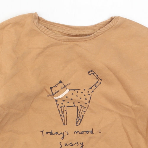 George Girls Brown  Cotton Pullover Sweatshirt Size 5-6 Years  Pullover - Todays Mood Sassy