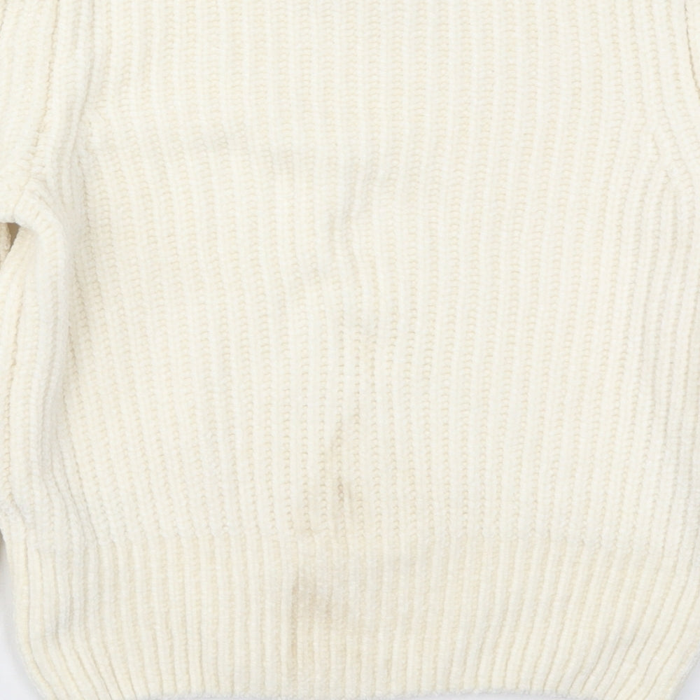 H&M Womens Ivory Crew Neck  Polyester Pullover Jumper Size XS