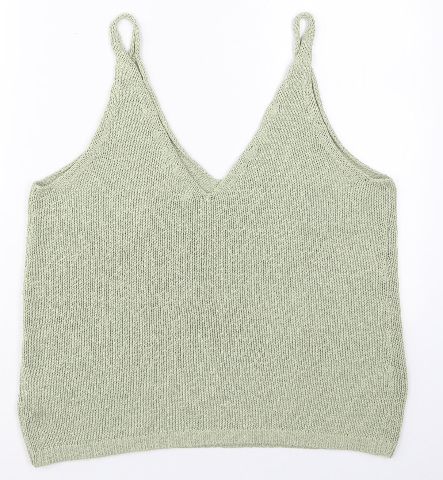 H&M Womens Green  Acrylic Basic Tank Size M V-Neck