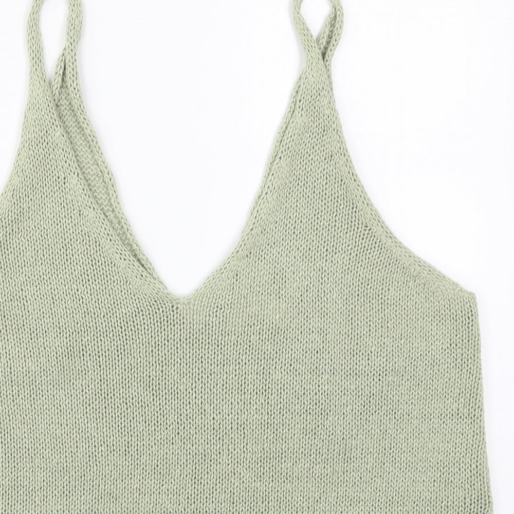 H&M Womens Green  Acrylic Basic Tank Size M V-Neck