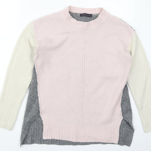 Marks and Spencer Womens Pink Crew Neck  Acrylic Pullover Jumper Size S   - Colour Block