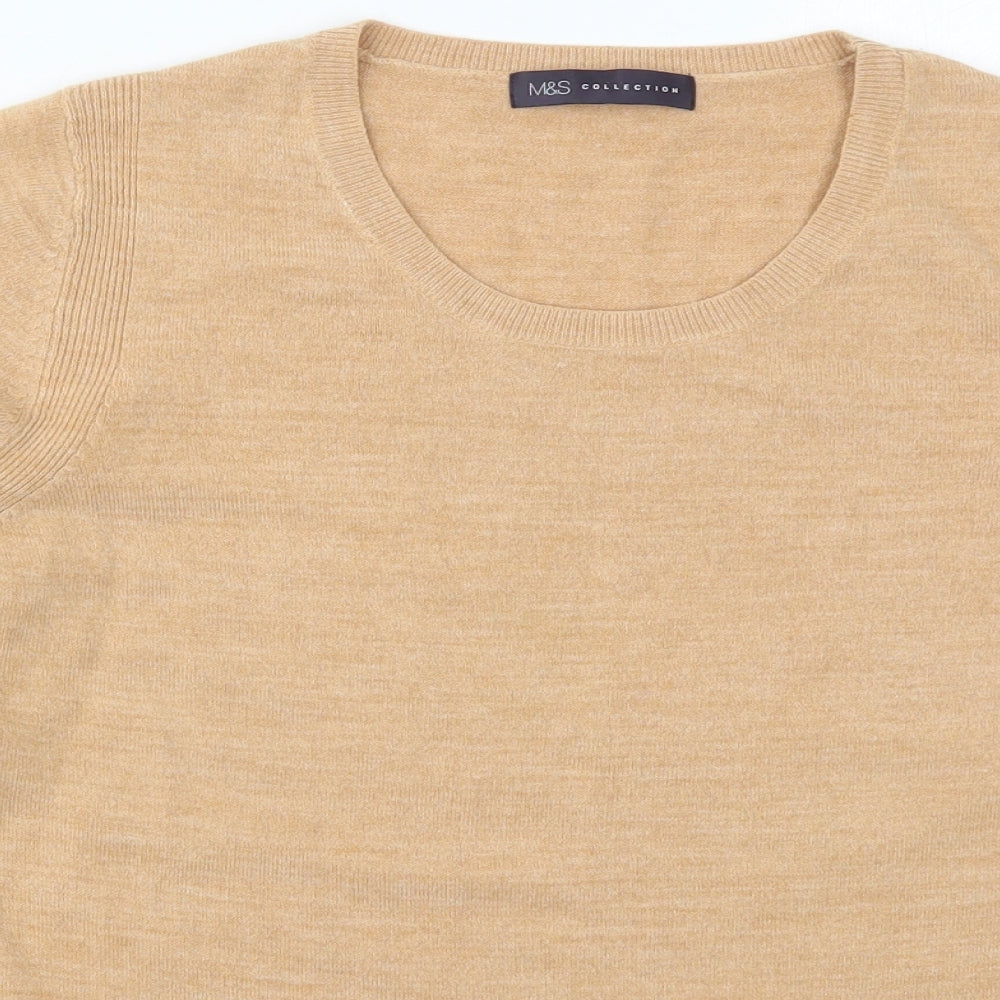 Marks and Spencer Womens Beige Crew Neck  Acrylic Pullover Jumper Size 16