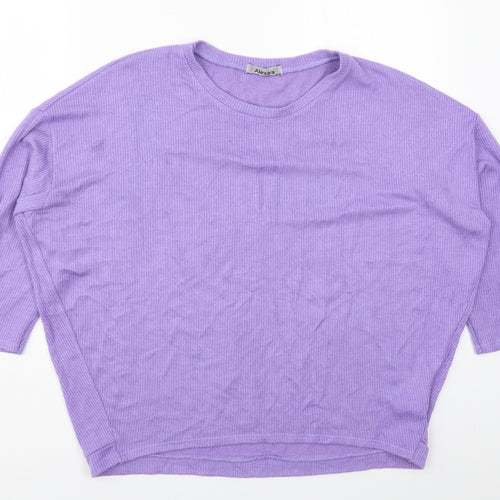 Alexara Womens Purple Round Neck  Viscose Pullover Jumper Size L
