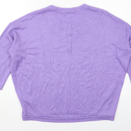 Alexara Womens Purple Round Neck  Viscose Pullover Jumper Size L