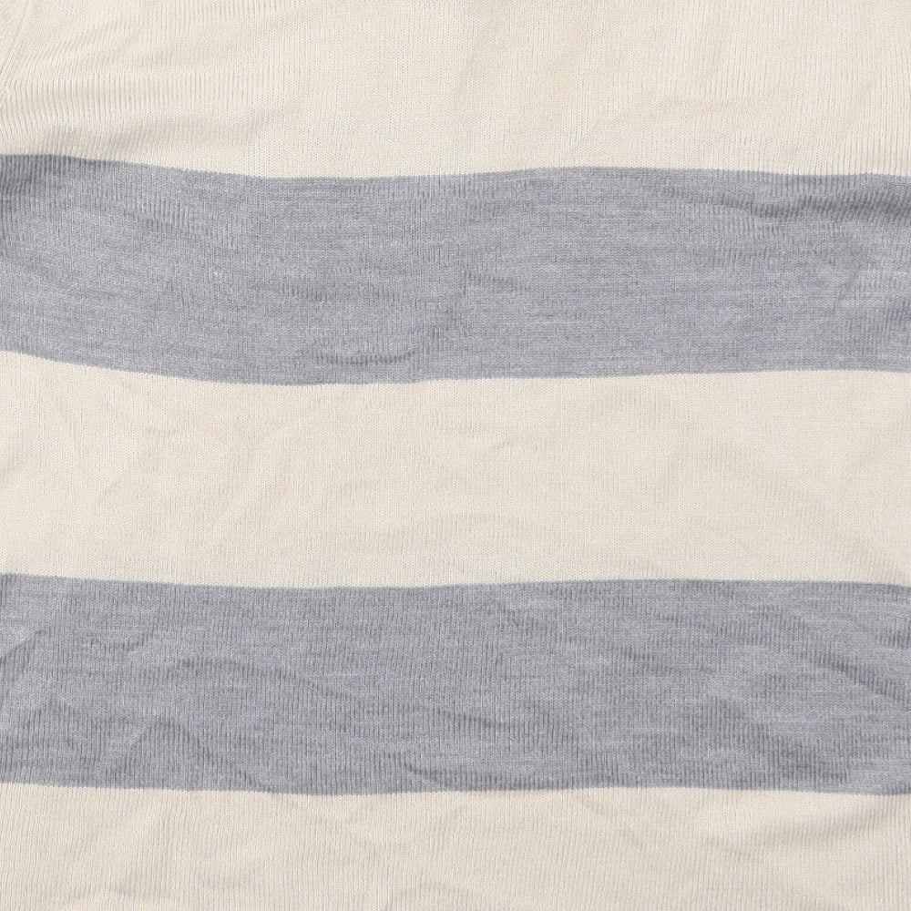 Papaya Womens Beige Crew Neck Striped Acrylic Pullover Jumper Size 18