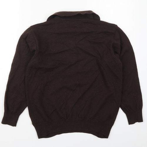 Farah Mens Brown Collared  Acrylic Pullover Jumper Size M
