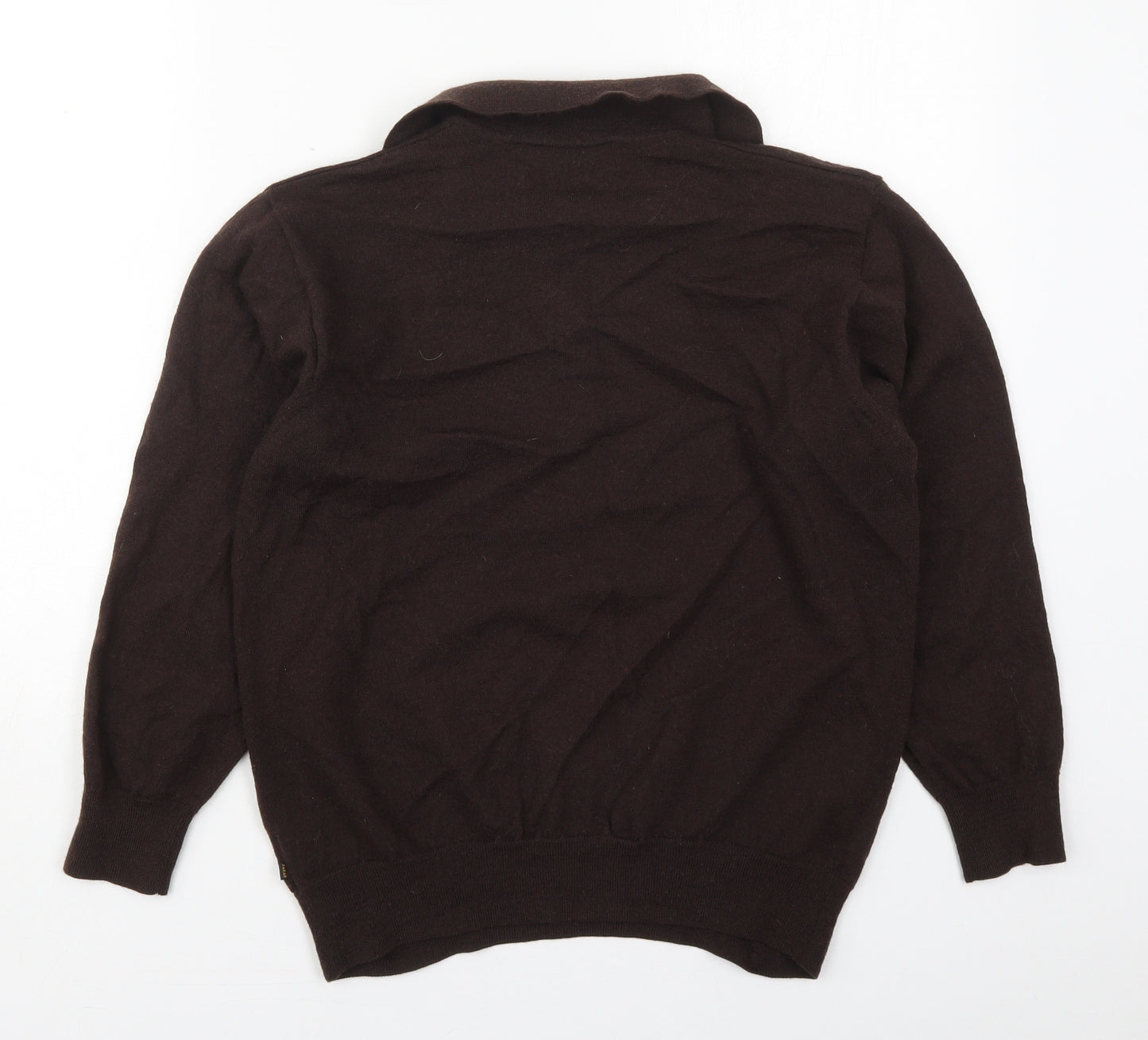 Farah Mens Brown Collared  Acrylic Pullover Jumper Size M