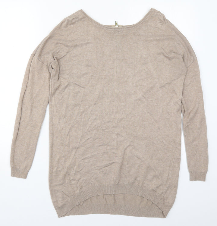 Atmosphere Womens Beige Boat Neck  Viscose Pullover Jumper Size XS