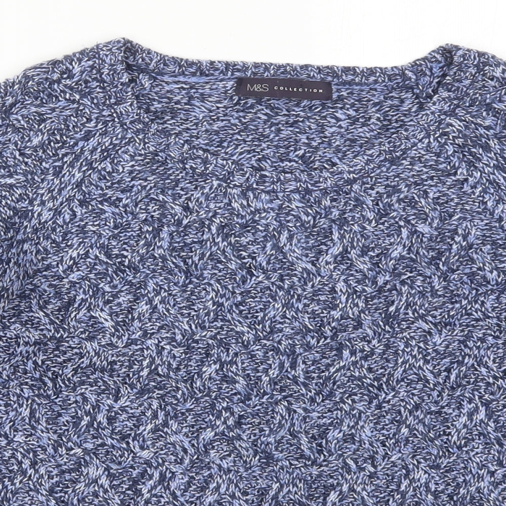 Marks and Spencer Womens Blue Round Neck  Acrylic Pullover Jumper Size 10