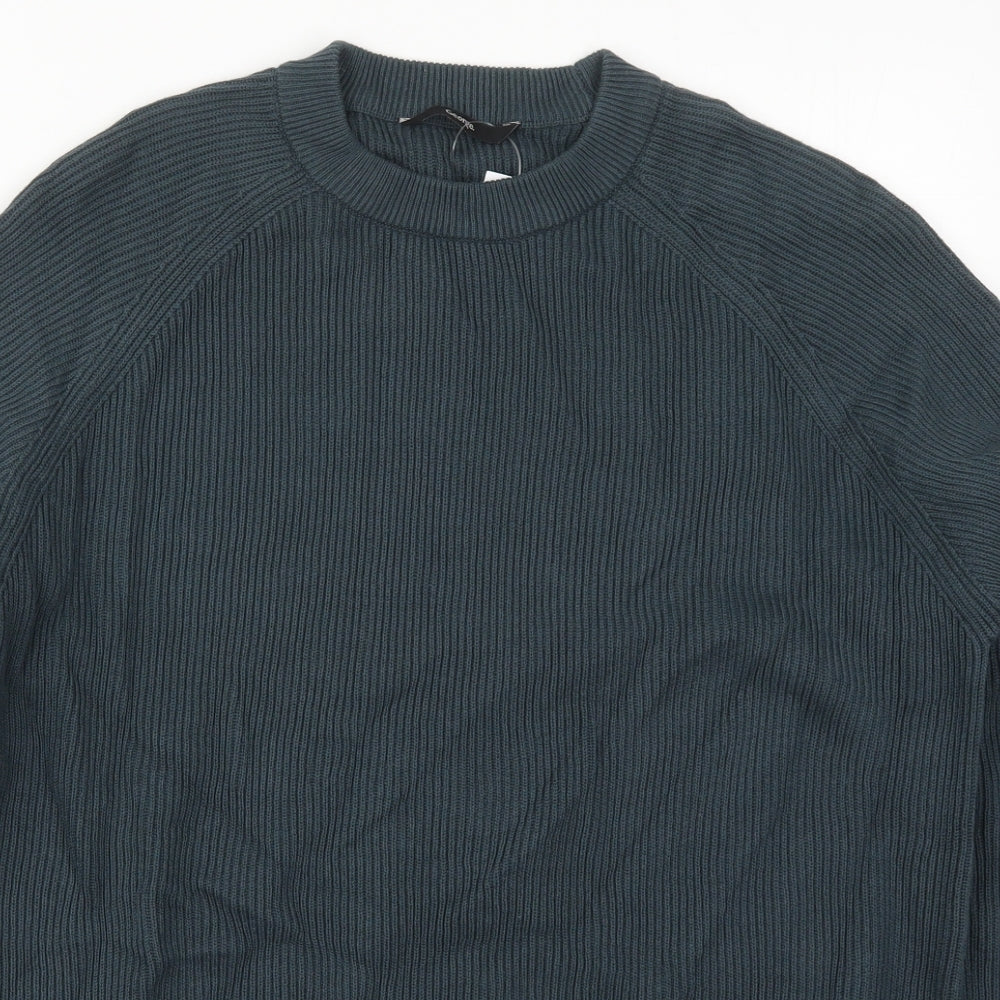 George Mens Blue Crew Neck  Cotton Pullover Jumper Size XL