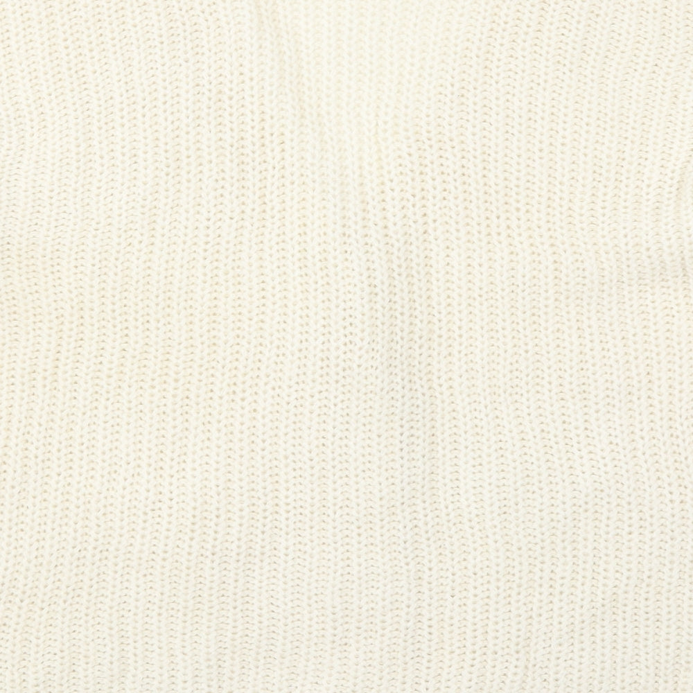 Brave Soul Womens Ivory V-Neck  Acrylic Cardigan Jumper Size S