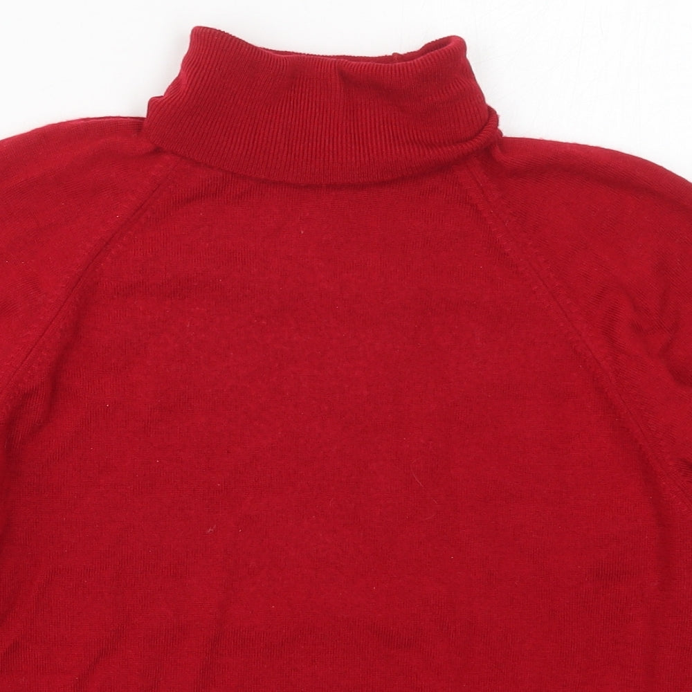 St Michael Womens Red Roll Neck  Wool Pullover Jumper Size 14