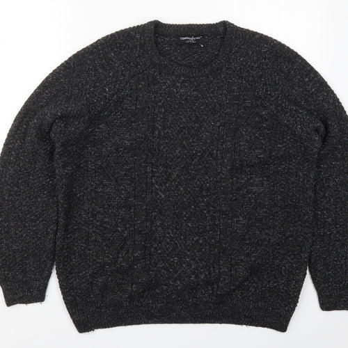 Cedar Wood State Mens Grey Crew Neck  Acrylic Pullover Jumper Size L