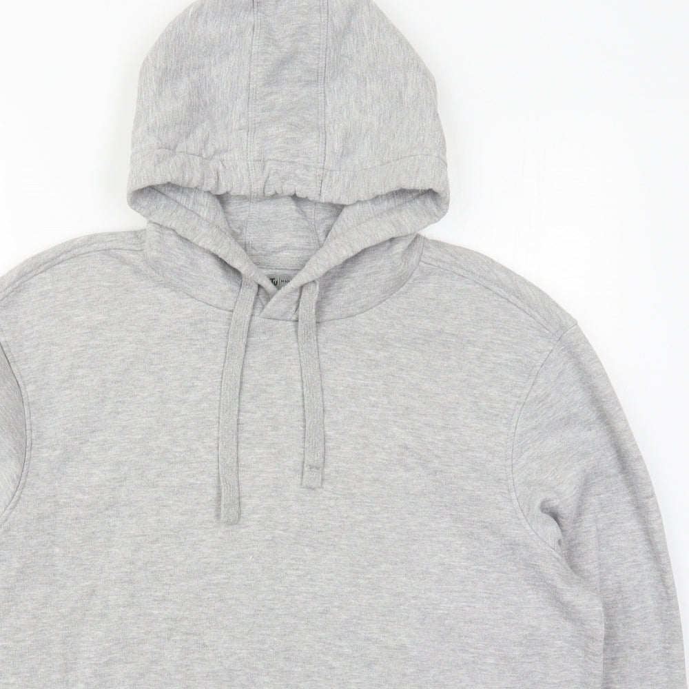 TU Mens Grey  Cotton Pullover Hoodie Size L