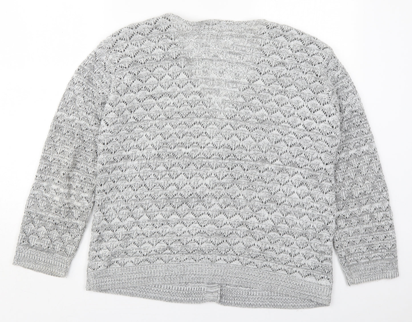 Mia Moda Womens Grey V-Neck  Acrylic Cardigan Jumper Size L