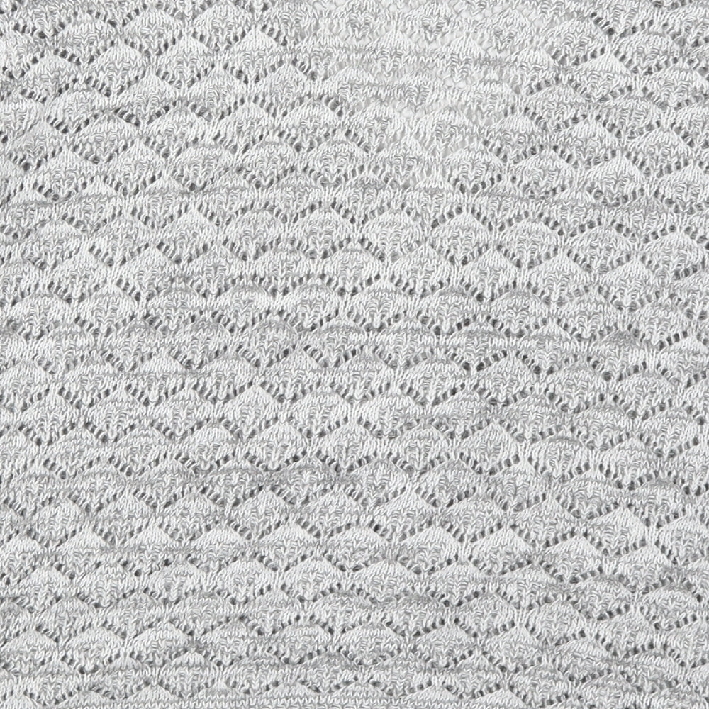 Mia Moda Womens Grey V-Neck  Acrylic Cardigan Jumper Size L