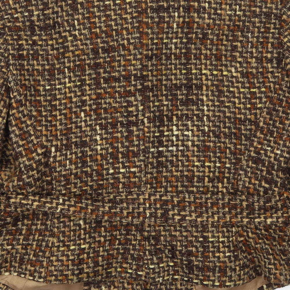 Zara Womens Brown Geometric  Jacket Coat Size XL  Button