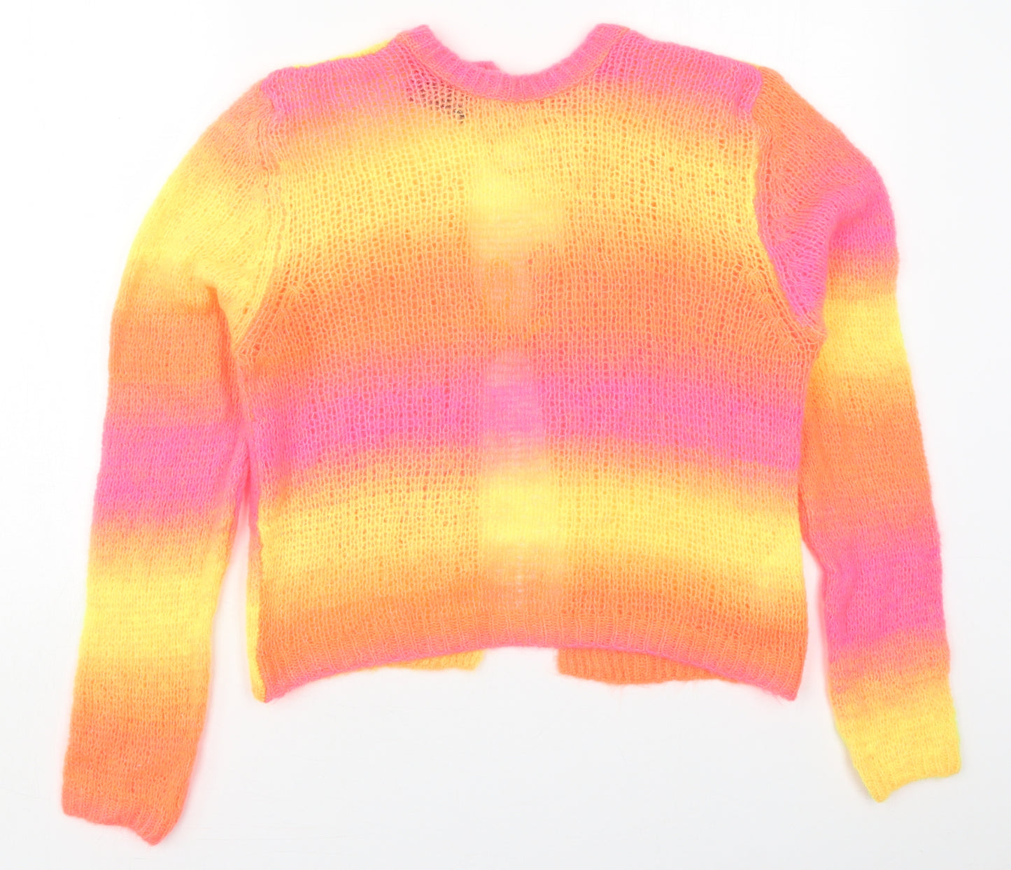 ASOS Womens Pink Crew Neck Striped Acrylic Pullover Jumper Size 16   - Yellow
