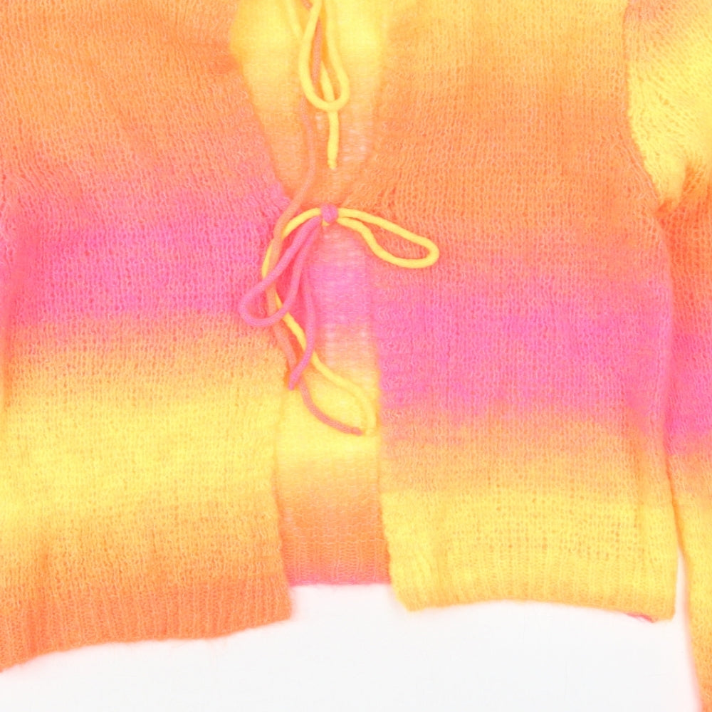 ASOS Womens Pink Crew Neck Striped Acrylic Pullover Jumper Size 16   - Yellow