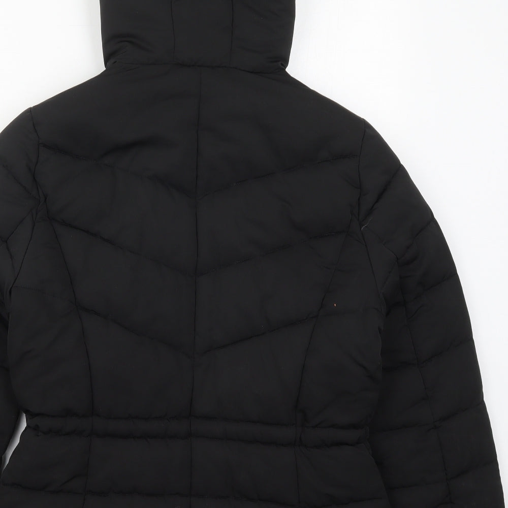 Authentic Womens Black   Quilted Coat Size 12  Zip