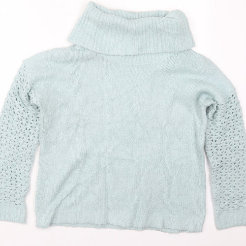 Peacocks Womens Blue Roll Neck  Acrylic Pullover Jumper Size S