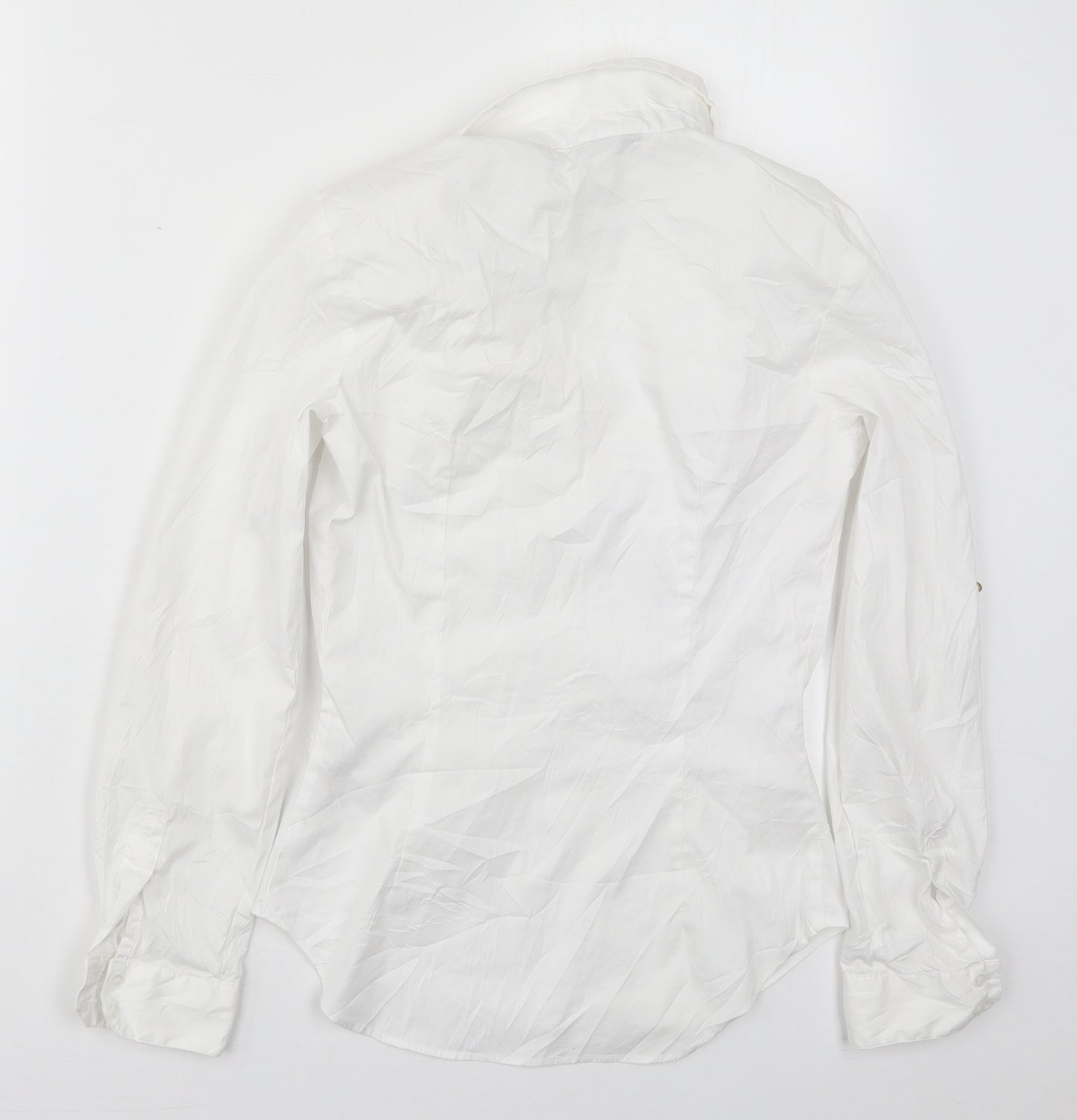 Zara Womens White  Cotton Basic Blouse Size XS V-Neck