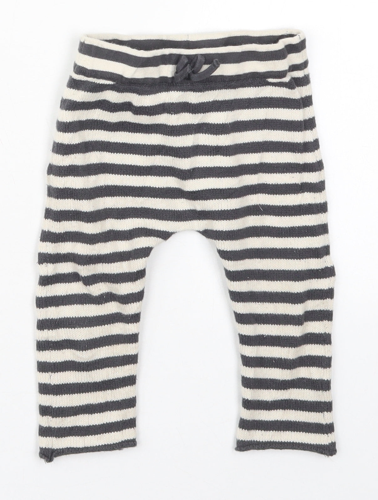 Marks and Spencer Boys Grey Striped Cotton Sweatpants Trousers Size 9-12 Months