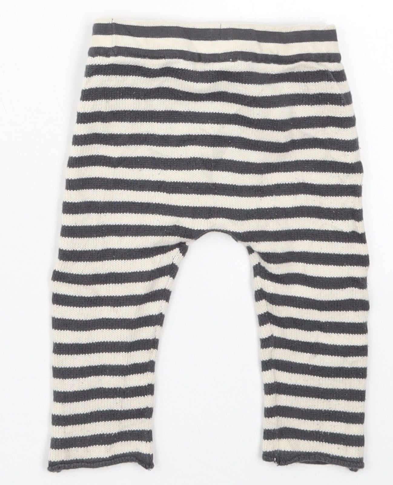 Marks and Spencer Boys Grey Striped Cotton Sweatpants Trousers Size 9-12 Months