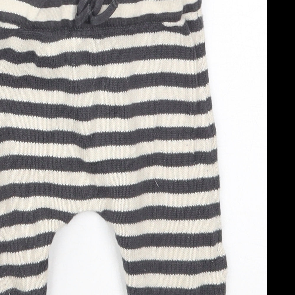 Marks and Spencer Boys Grey Striped Cotton Sweatpants Trousers Size 9-12 Months