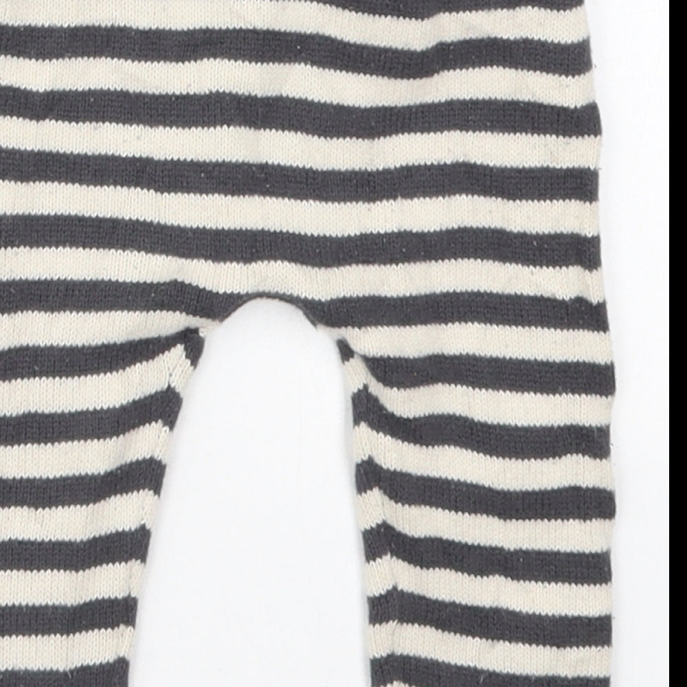 Marks and Spencer Boys Grey Striped Cotton Sweatpants Trousers Size 9-12 Months