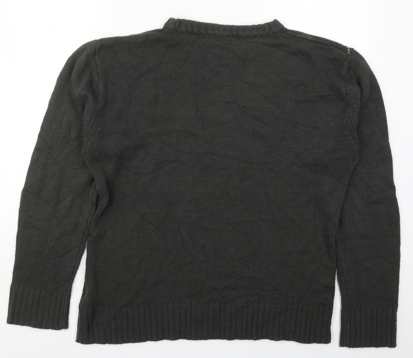 Rock Edge Mens Grey Crew Neck Argyle/Diamond Acrylic Pullover Jumper Size M