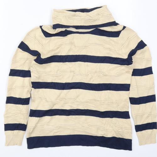 Eureca Womens Beige Roll Neck Striped Viscose Pullover Jumper Size 12