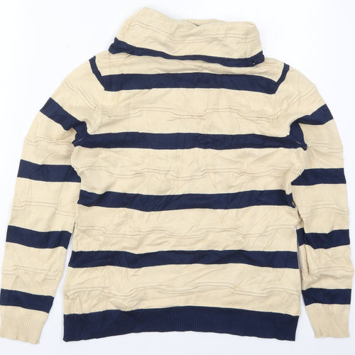 Eureca Womens Beige Roll Neck Striped Viscose Pullover Jumper Size 12