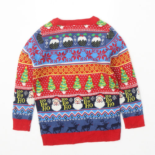 TU Boys Multicoloured Crew Neck Geometric Acrylic Pullover Jumper Size 3 Years  Pullover - Christmas Prints