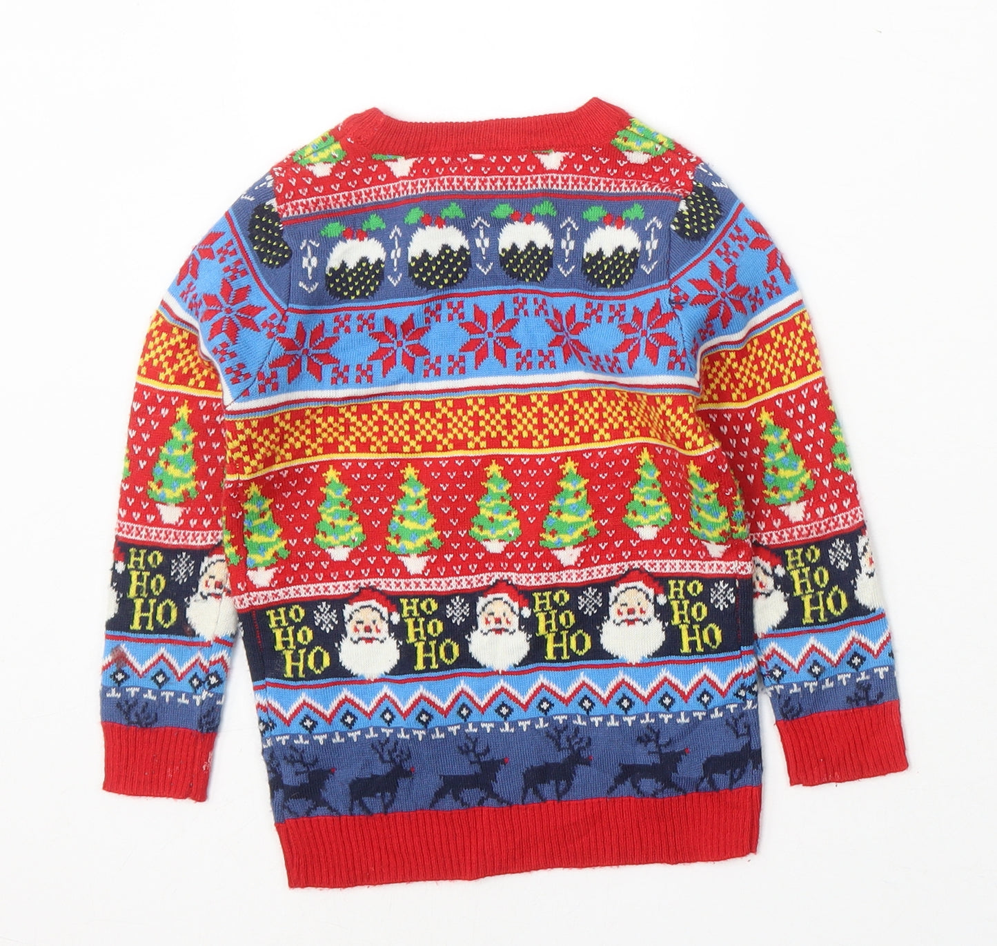 TU Boys Multicoloured Crew Neck Geometric Acrylic Pullover Jumper Size 3 Years  Pullover - Christmas Prints