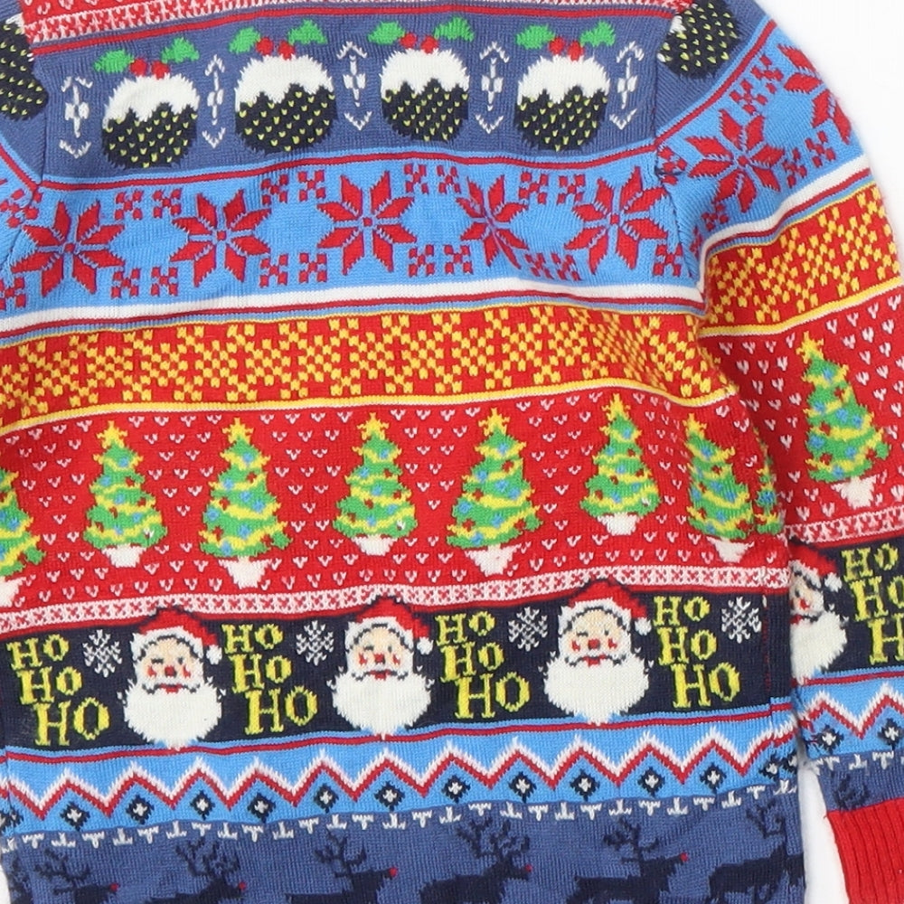 TU Boys Multicoloured Crew Neck Geometric Acrylic Pullover Jumper Size 3 Years  Pullover - Christmas Prints