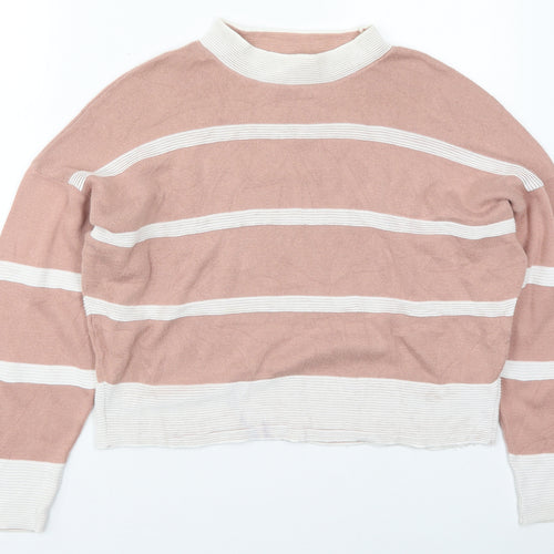 Atmosphere Womens Pink Crew Neck Striped Acrylic Pullover Jumper Size 14