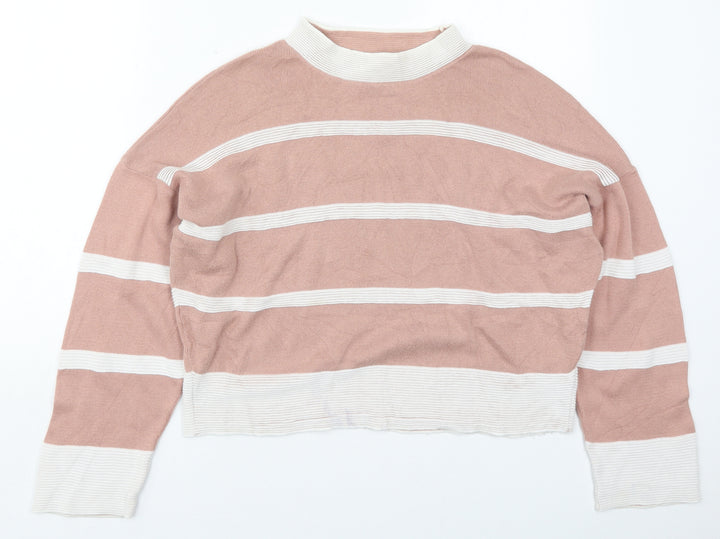 Atmosphere Womens Pink Crew Neck Striped Acrylic Pullover Jumper Size 14
