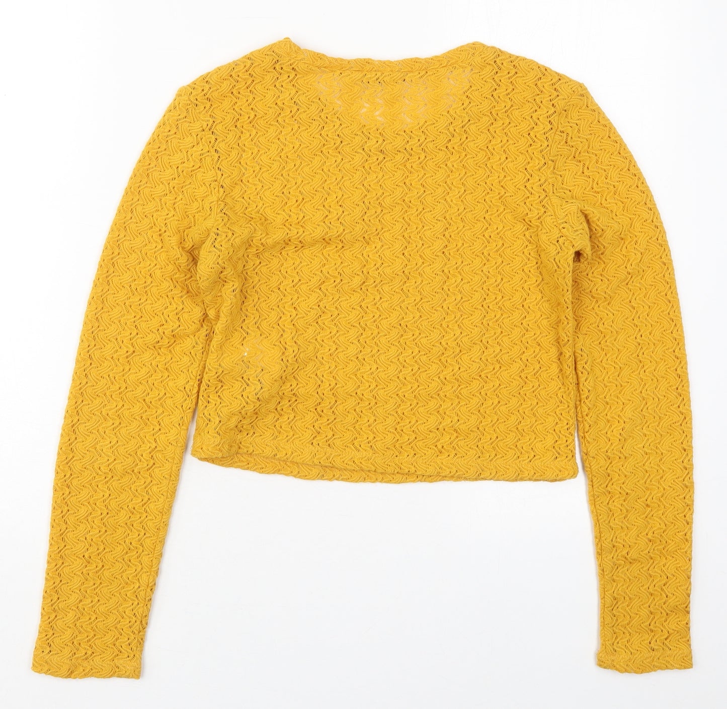 Zara Womens Yellow  Polyester Basic T-Shirt Size S Crew Neck