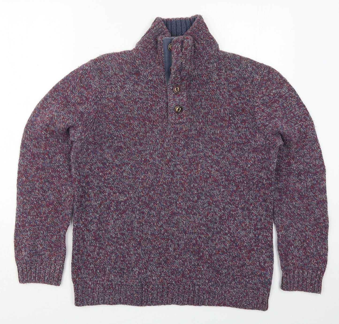 White Stuff Mens Purple High Neck  Cotton Pullover Jumper Size XL