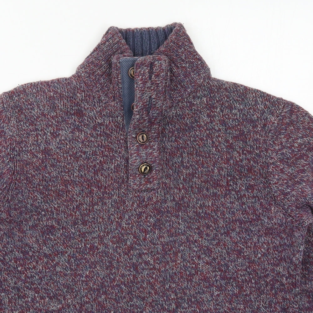 White Stuff Mens Purple High Neck  Cotton Pullover Jumper Size XL
