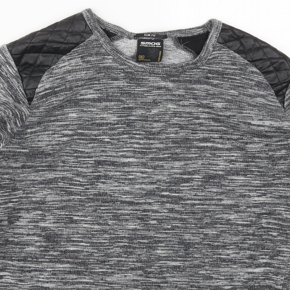 Smog Mens Grey  Acrylic Pullover Sweatshirt Size M