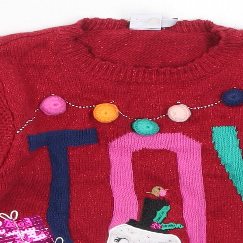 TU Girls Red Crew Neck  Cotton Pullover Jumper Size 2-3 Years  Pullover - Toy