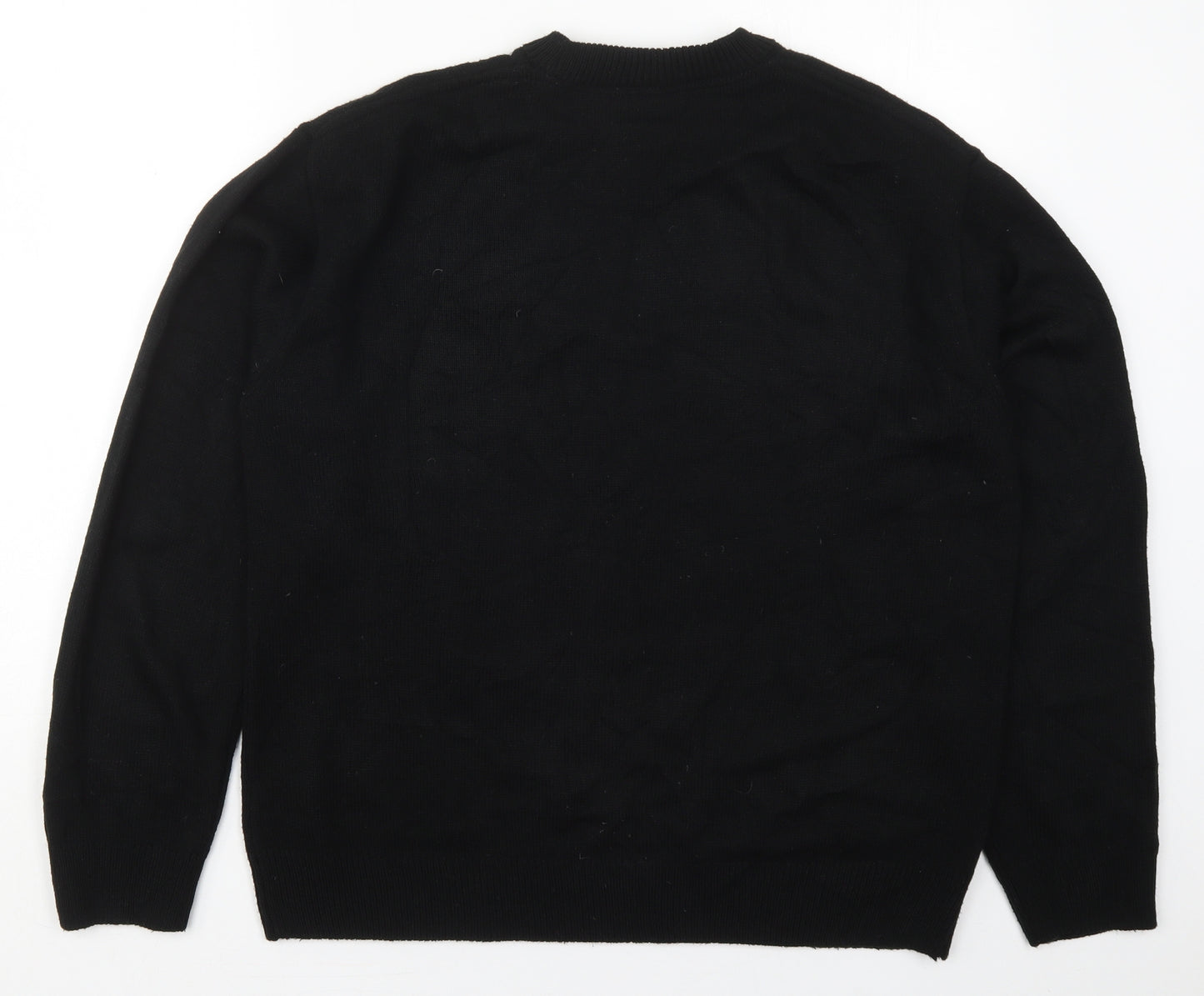 H&M Mens Black Crew Neck  Acrylic Pullover Jumper Size S   - Mickey Mouse