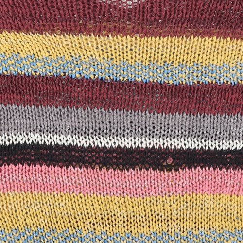 River Island Womens Multicoloured V-Neck Striped Polyester Pullover Jumper Size 10